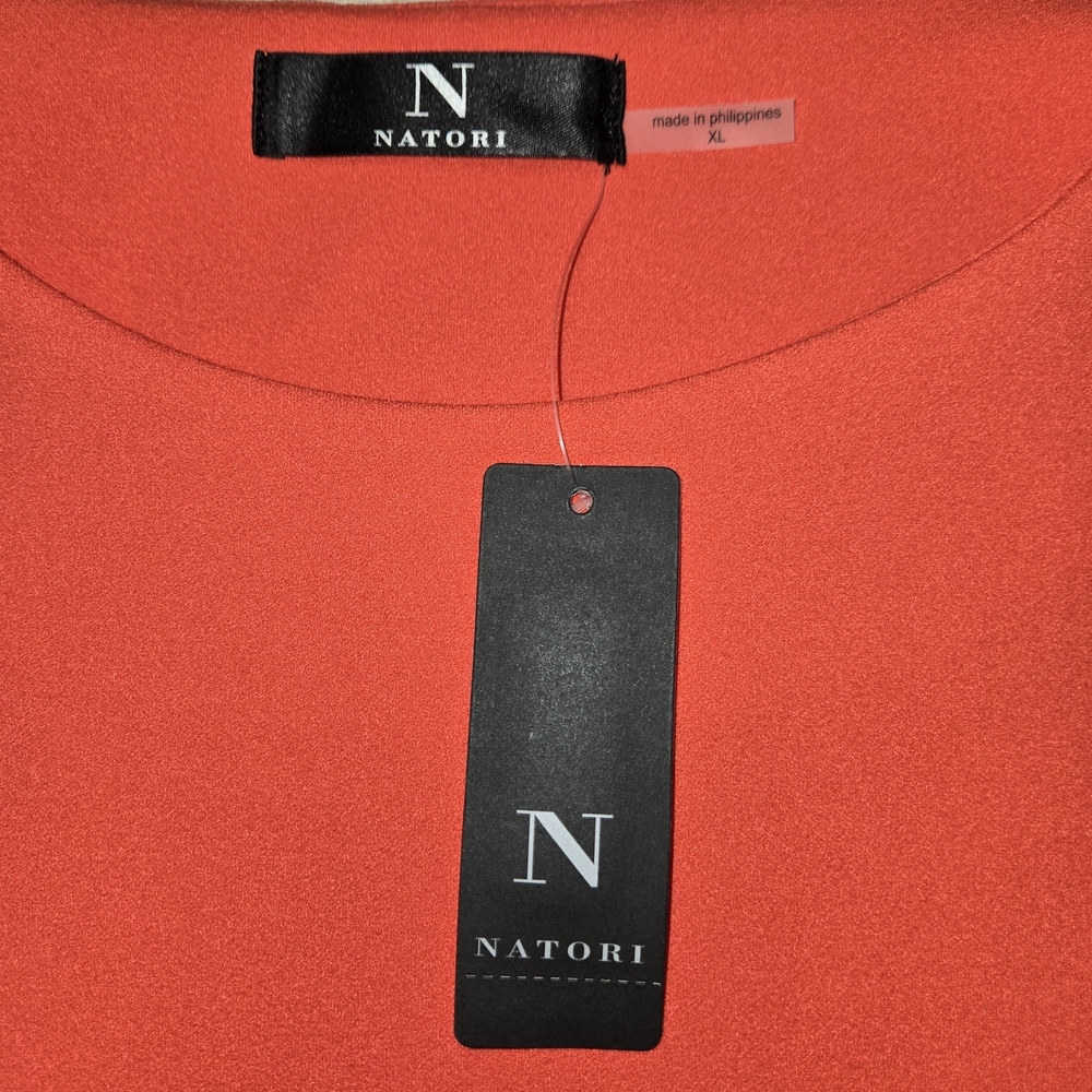 Natori Dress XL Knit Crepe Embroidered Sleeves Pockets NWT Original $170 FLAWED - Picture 7 of 12